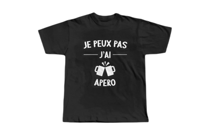 t shirt je peux pas j'ai apéro noir